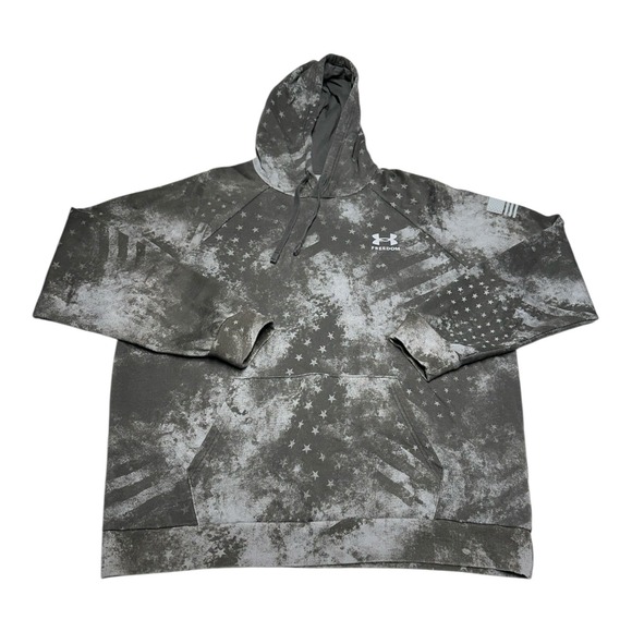 Under Armour UA Freedom Rival Fleece Amp Hoodie Mens XL Gray Stars Patriotic USA - Picture 1 of 8